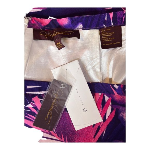 Hal Rubenstein 16W satin slip Pink Purple Floral Tropical Hawaiian Lined Skirt - Picture 5 of 10